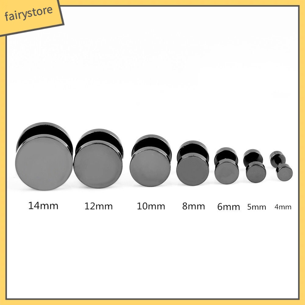 Khuyên Tai Tròn Bằng Thép Không Gỉ Màu Đen 3mm - 14mm