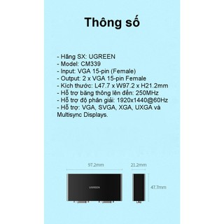 BỘ CHIA VGA 1 RA 2 UGREEN 80190