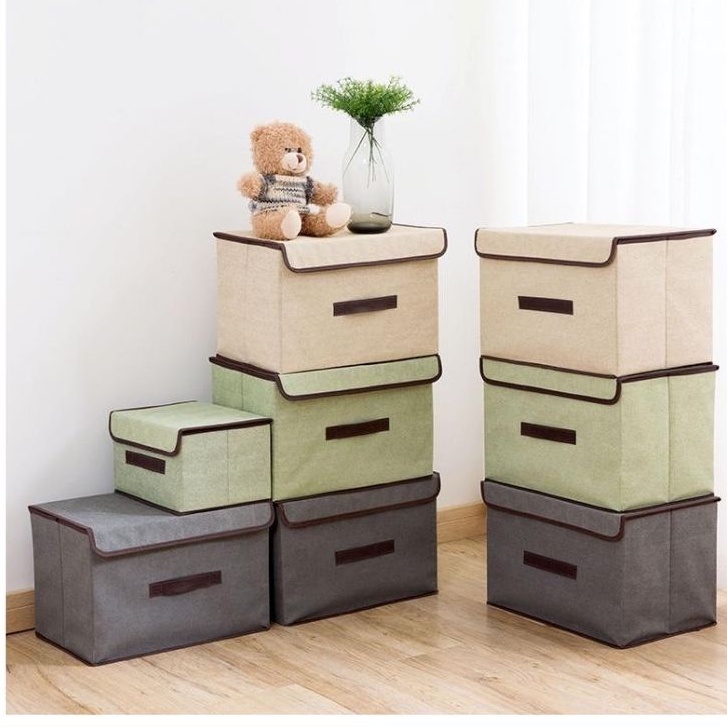 Hộp đựng quần áo thùng đựng đồ lót đồ chơi bằng vải đa năng có nắp đậy tiện dụng