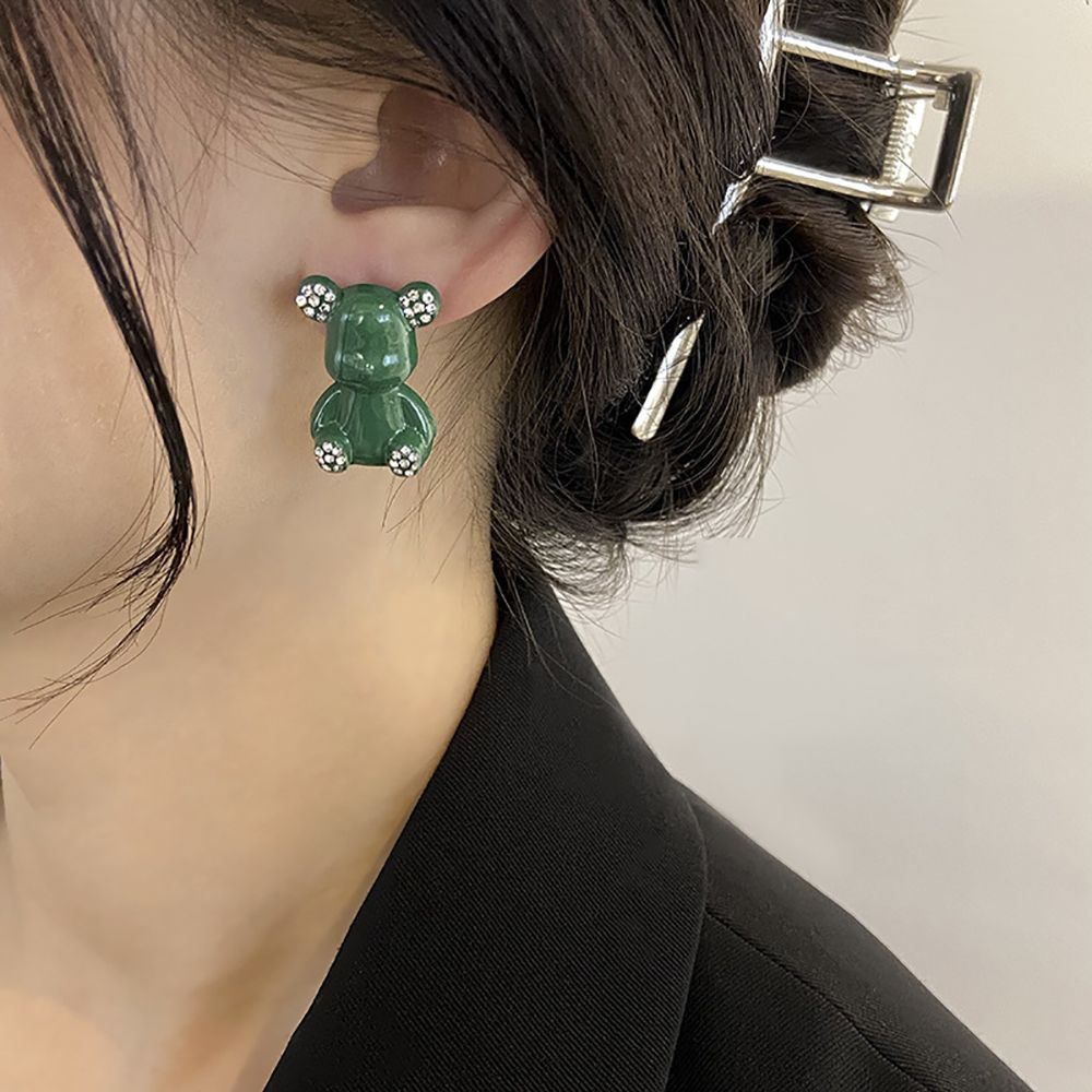 Khuyên tai hình gấu hoạt hình nhiều màu sắc phong cách Hàn Quốc đơn giản thời trang cho nữ