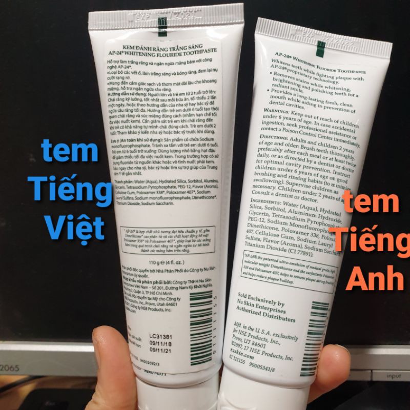 Kem Đánh Răng AP24 NUSKIN Mỹ Tem tiếng Anh