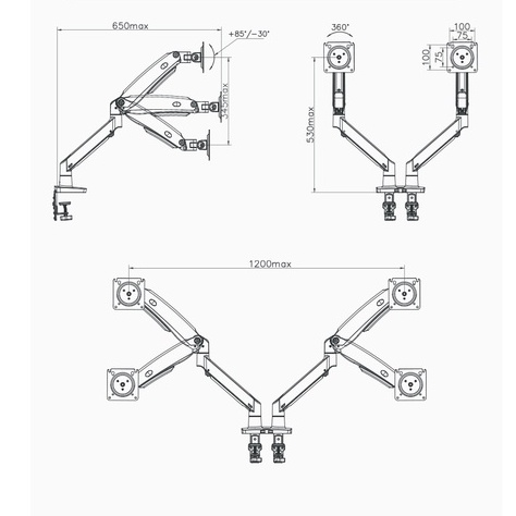 Giá Đỡ , Kẹp Latop - Máy Tính Bảng 10 - 17 Inch / Giá Treo Màn Hình 22 - 32 Inch - Xoay 360