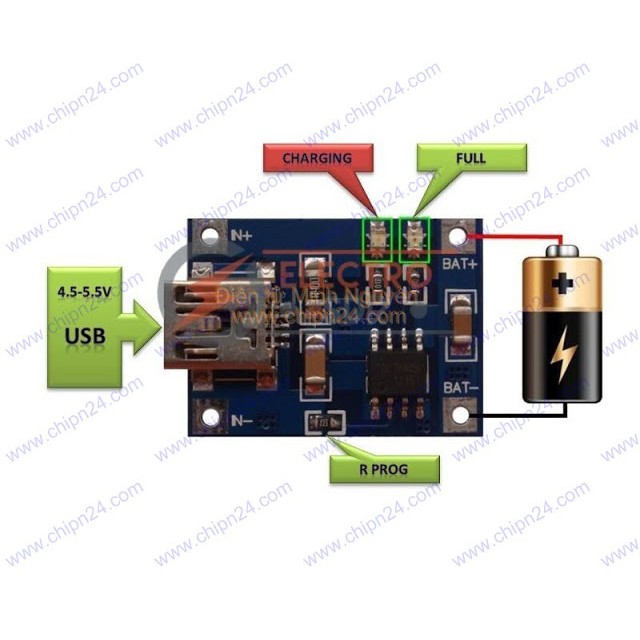 [1 CÁI] Mạch Sạc Pin TP4056 1A Cổng Micro USB (Mạch sạc pin 18650)