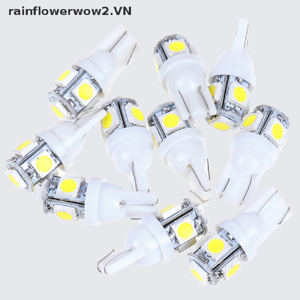 Bộ 10 Đèn LED T10 Wedge 5-SMD 5050 5W5 Ánh Sáng Trắng Chuyên Dụng