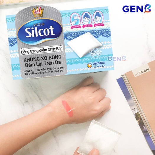 Bông Tẩy Trang SILCOT UNICHARM (82 Miếng - Xanh Ngọc)