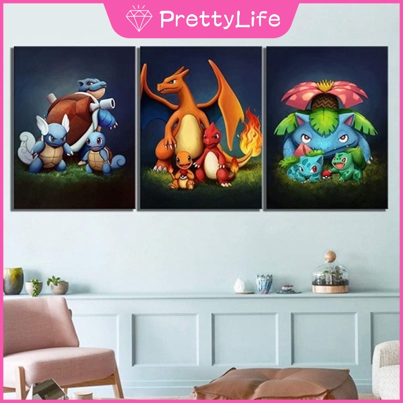Bộ Tranh Đính Đá 5D Tự Làm Hình Pokemon 40x50cm Trang Trí Nhà Cửa