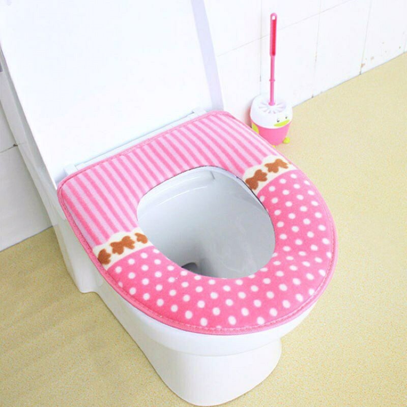 Lót Nỉ Bồn Cầu Tròn - Lót Bệt Toilet Chống Lạnh - Bọc Ghế Toilet Mùa Đông (Giao Ngẫu Nhiên)