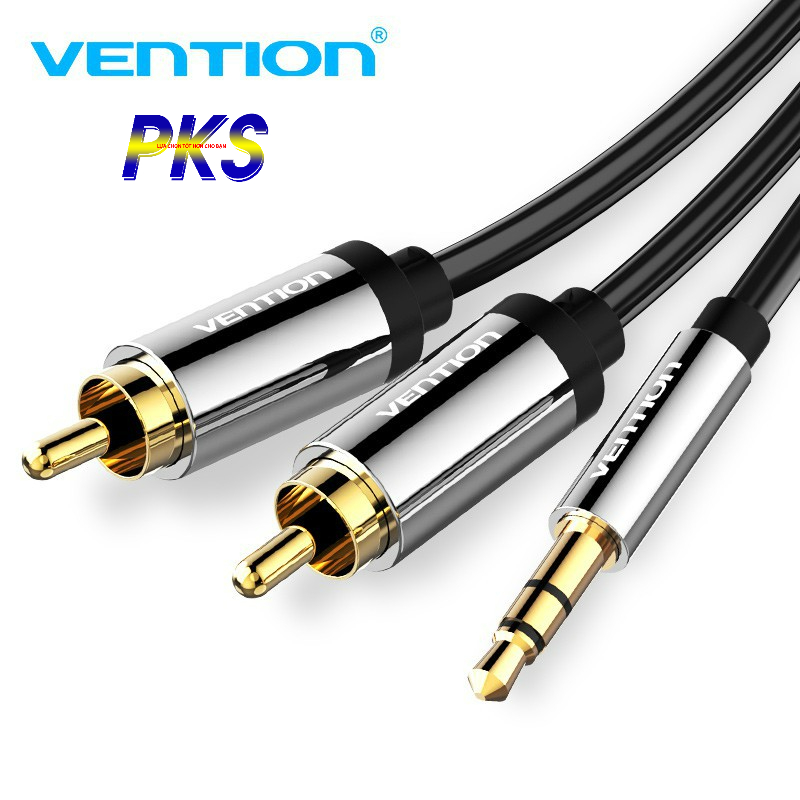 Dây cáp âm thanh vention RCA 3.5mm giắc cắm 3.5mm ra 2 đầu RCA 1m