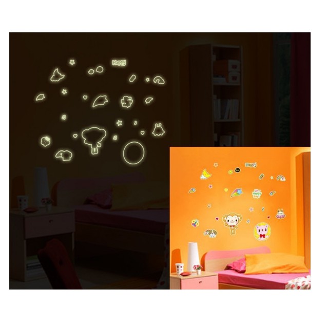 Decal trang trí tường - Thú Vui Nhộn Happy - DẠ QUANG