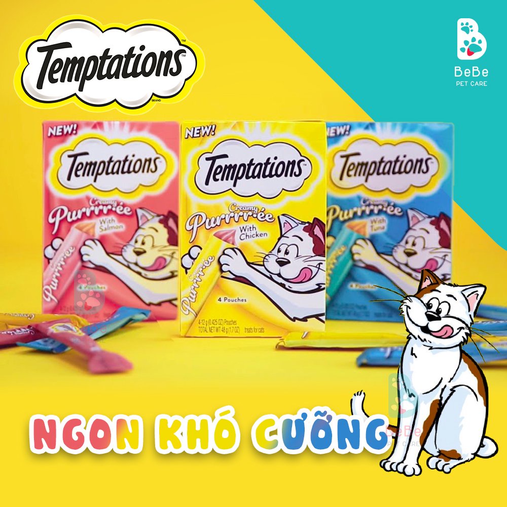 TEMPTATIONS Creamy Puree Cat Treats - Món Ăn Vặt Yêu Chiều Boss Hết Nấc - Nhập Khẩu Từ Mỹ