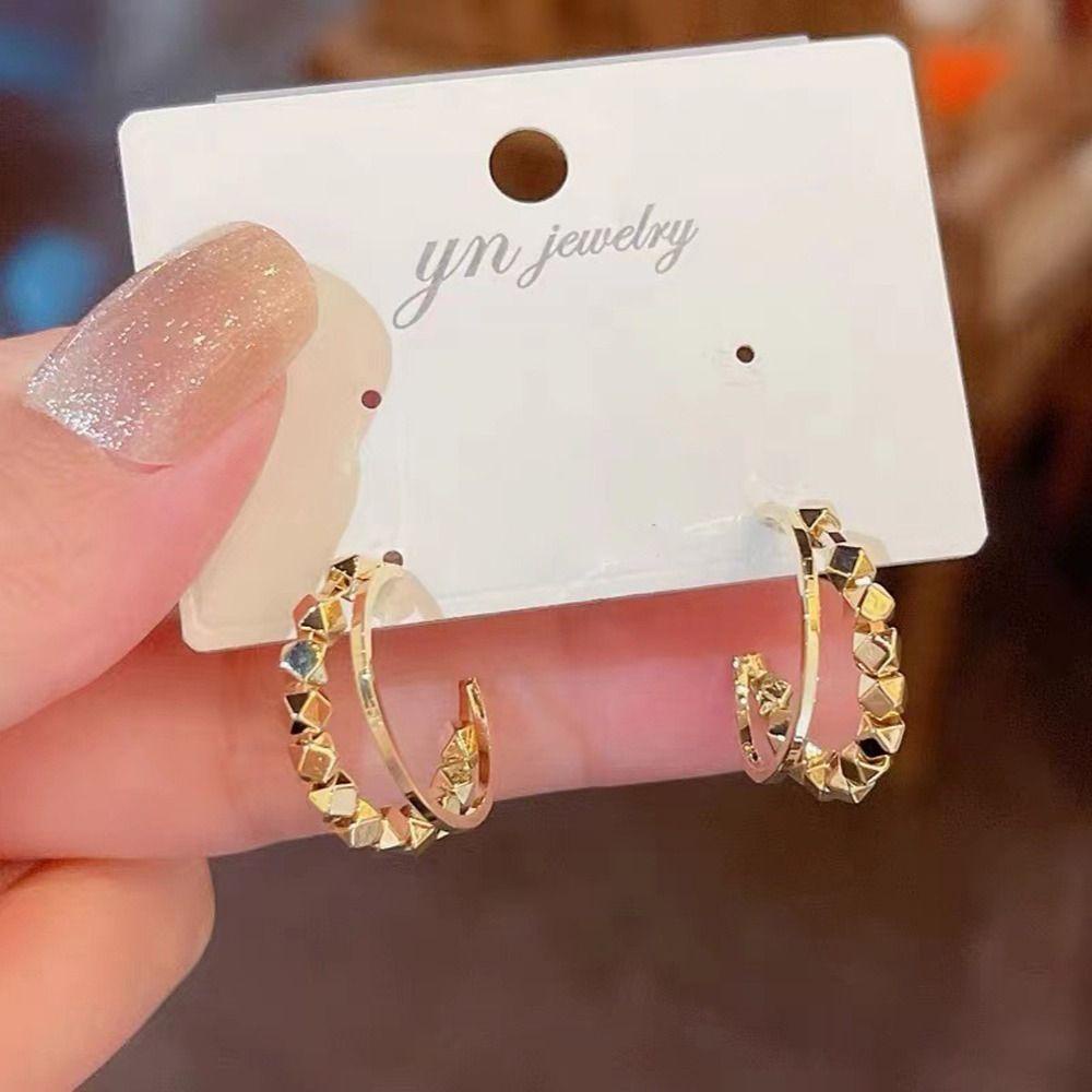 Bông Tai Dáng Dài Hình Chữ C Đơn Giản Thời Trang Cho Nữ