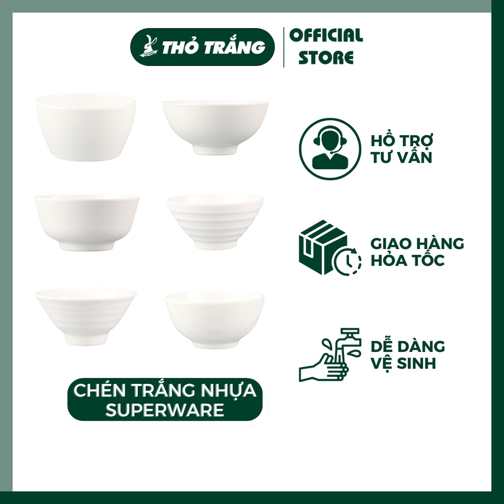 Chén cơm trắng Melamine Srithai Superware Thái Lan cao cấp