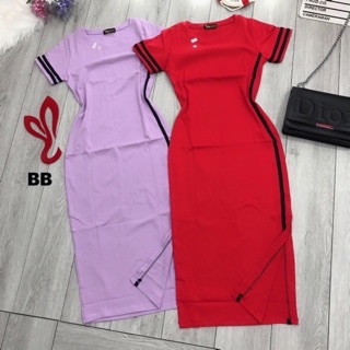 Đầm thun ôm body xẻ 1 bên
