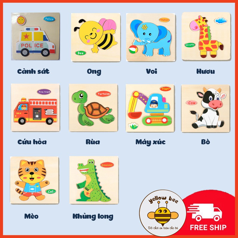 [Mã LIFETOYS1 giảm 30K đơn 99K] Ghép hình gỗ 3D Montessori cho bé - Tranh ghép hình gỗ puzzle - Bộ ghép hình