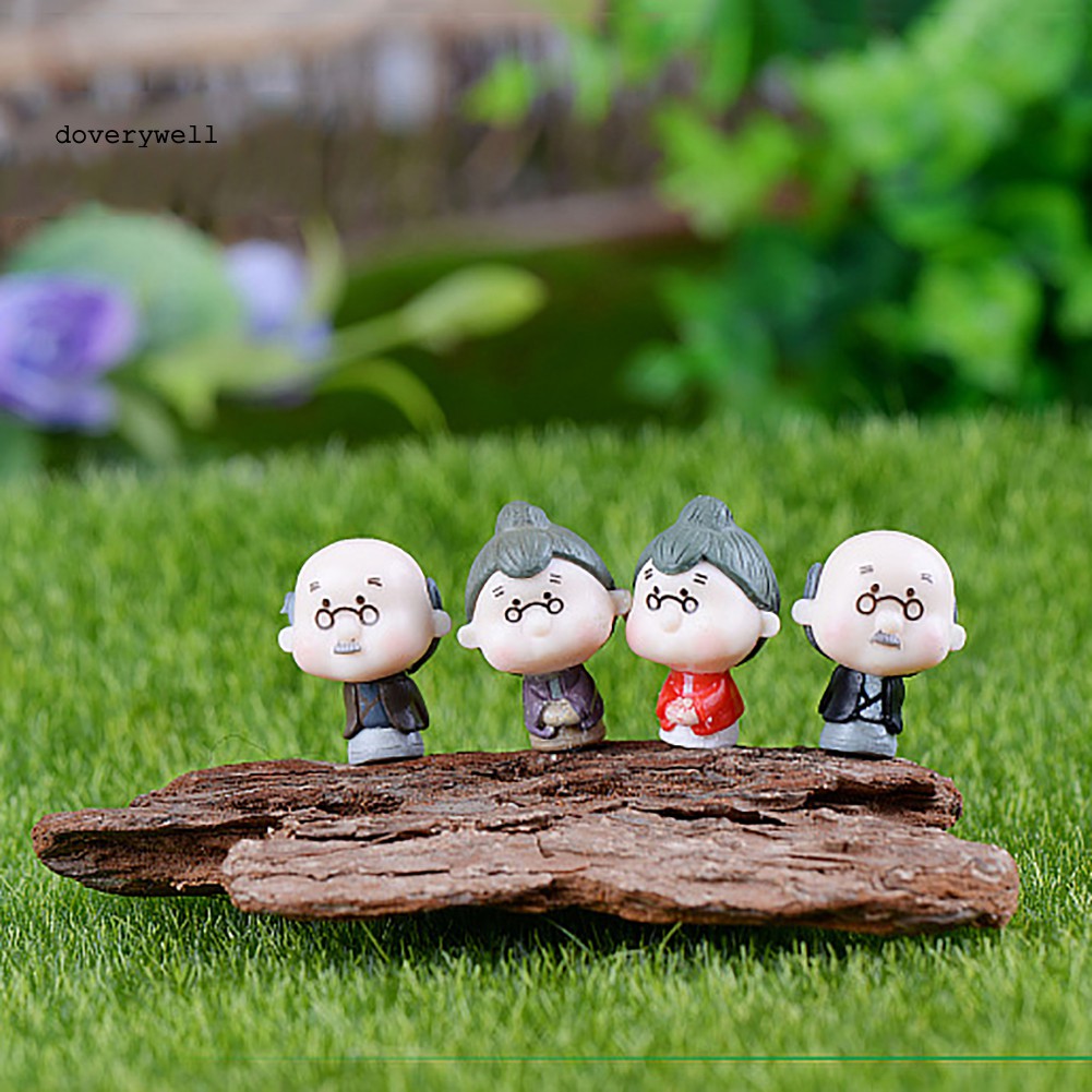 4 Tượng búp bê nhỏ hình ông bà lão dùng trang trí tiểu cảnh