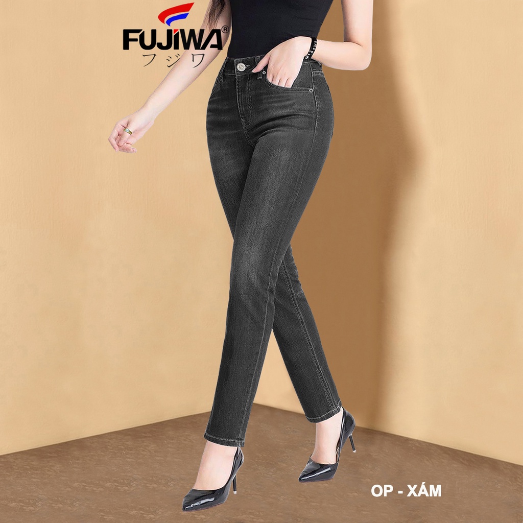 Quần Jean Nữ Ống Đứng Hơi Ôm FUJIWA - OP. Jean Co Giãn Tốt, Dày Mềm Mịn. Size 26, 27, 28, 29, 30, 31, 32 (42kg - 70kg)