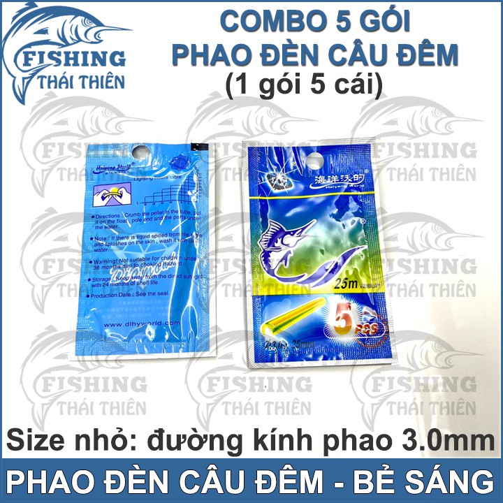 Combo 5 gói phao đèn câu đêm bẻ sáng loại nhỏ