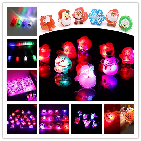 Trẻ em độc đáo Đèn LED phát sáng Nhẫn hoạt hình nhiều hình dạng khác nhau Quà tặng đồ chơi Giáng sinh Halloween Gậy Phát Sáng Cổ Vũ Cho Buổi Hòa Nhạc
