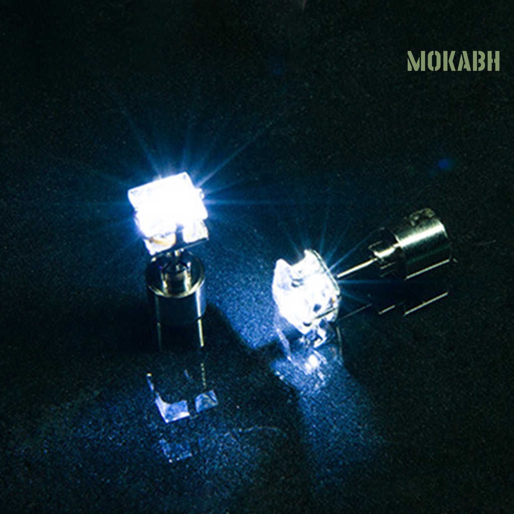 1 Đôi Bông Tai Đính Đá Zircon Hình Vuông Phát Sáng Thời Trang Dành Cho Nữ