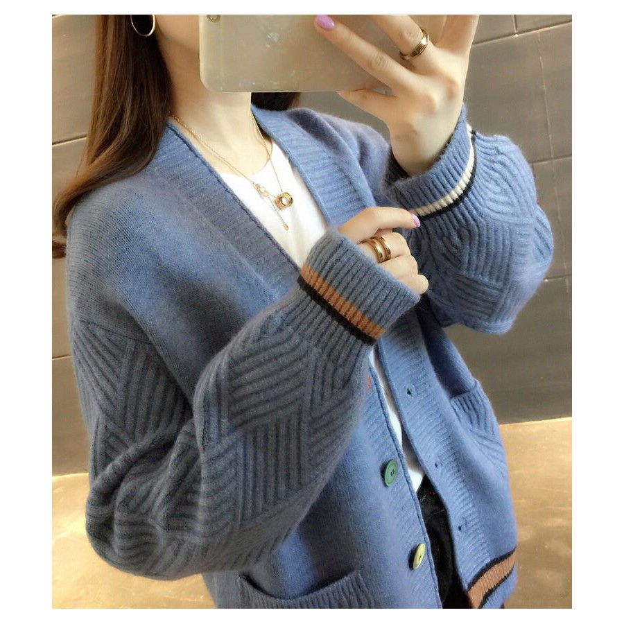 [KÈM QUÀ TẶNG] Áo Khoác Len Cadigan Dáng Ngắn Chất Đẹp Có Túi Phối Nút nhiều Màu Cực Xinh NaziAOLEN01 | BigBuy360 - bigbuy360.vn