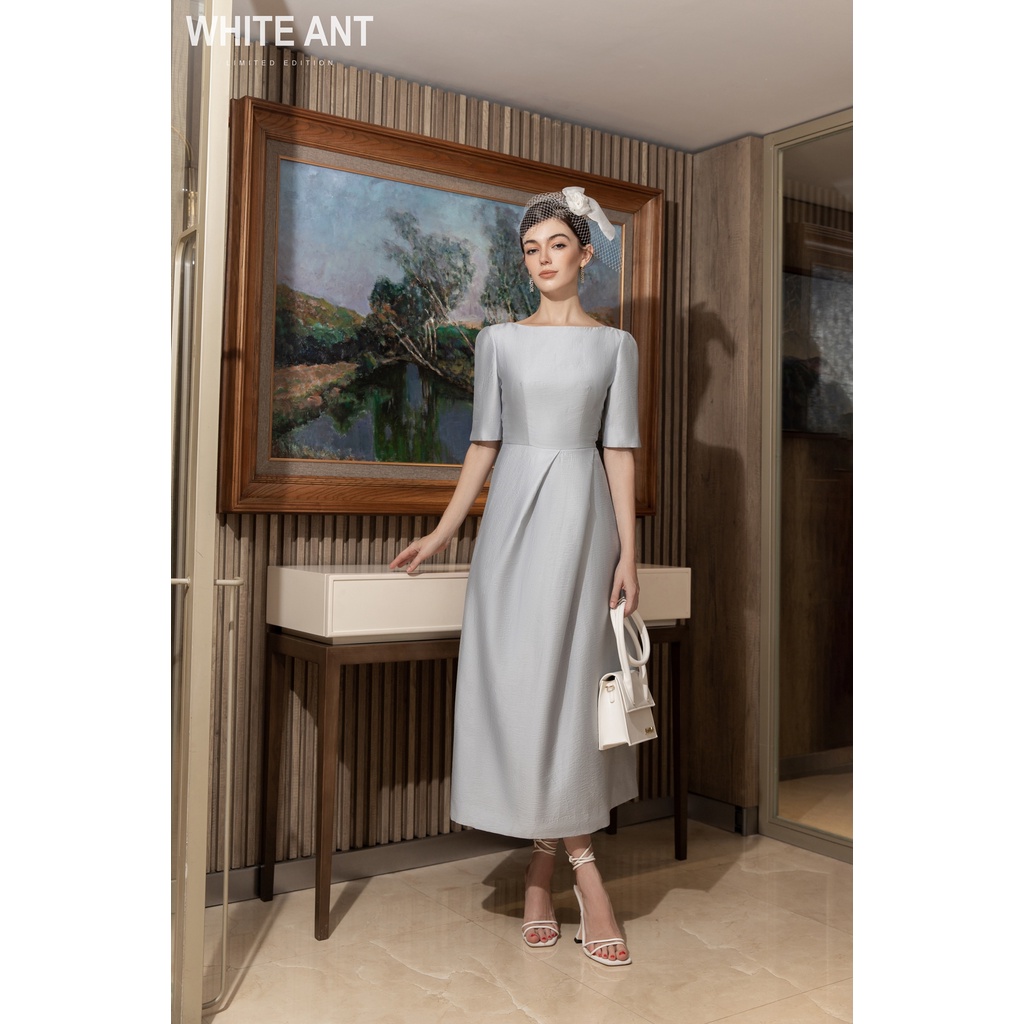 Đầm Xòe Xếp Chéo Tay Lỡ Nữ White Ant SIKA CIRCULAR DRESS Chất liệu Tencel, Hàng Thiết Kế Cao Cấp