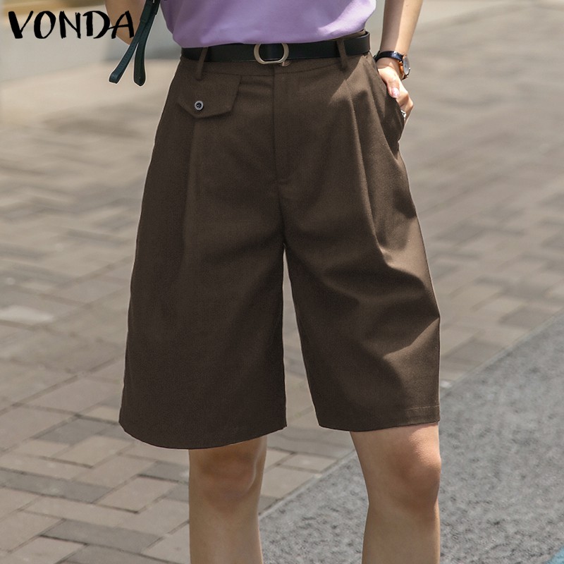 Quần Short VONDA Ống Rộng Lưng Cao Màu Trơn Dành Cho Nữ | BigBuy360 - bigbuy360.vn