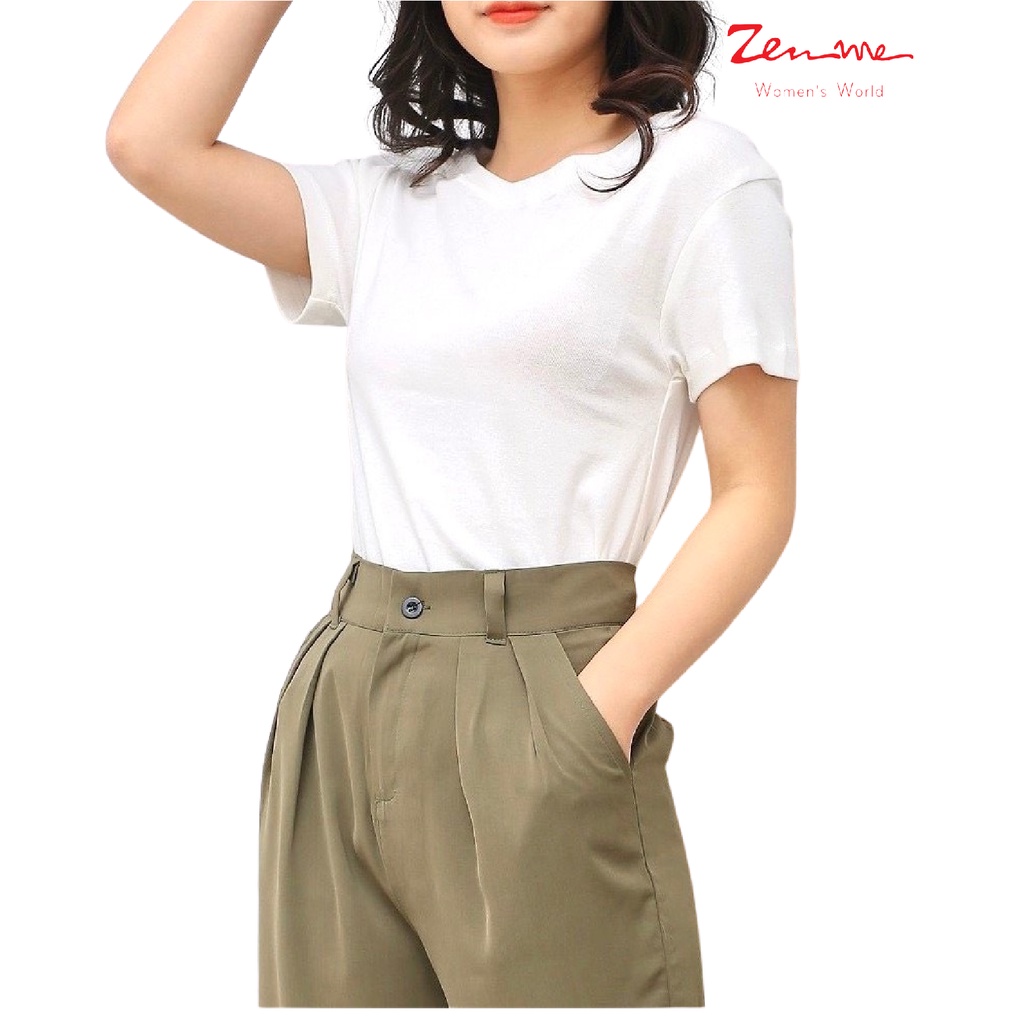 Áo thun nữ Zen Me chất cotton giấy form rộng màu trắng đơn giản thoải mái phối đồ