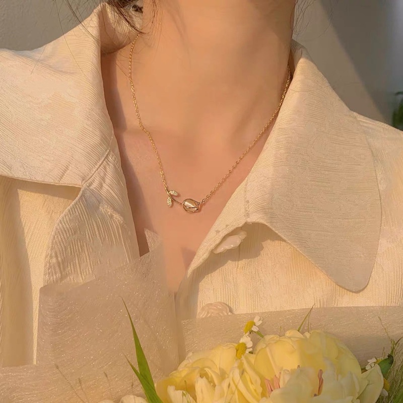 Vòng cổ Hình Hoa Tulip Đính Đá Thời Trang