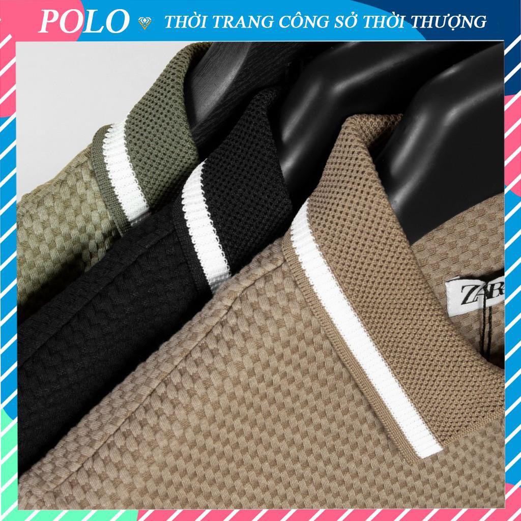 Áo Polo Nam Cổ Bẻ Vải Cotton Dệt Ô Cao Cấp, Áo  Nam Có Cổ Basic 3 Màu Hàng Xuất Khẩu Cao Cấp Thoáng Mát