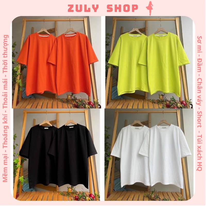 Áo phông trơn Unisex tay lỡ phom rộng ZuLyshop