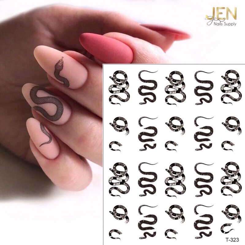 Sticker dán móng hoạ tiết rắn-hình dán nail