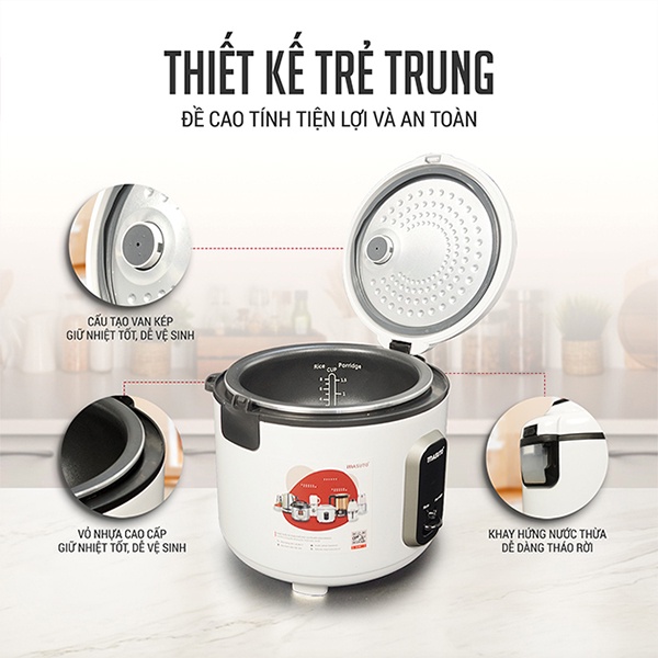 Nồi Cơm Điện Masuto 1,8L Lòng Niêu Nấu Ngon Vị Truyền Thống Dung Tích 1.8L