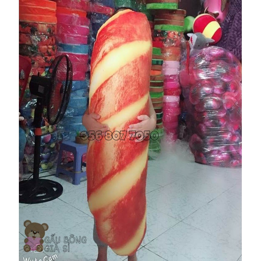 GỐI BÁNH MÌ (90CM) GỐI 3D CHO BÉ HÌNH BÁNH MÌ SIZE LỚN