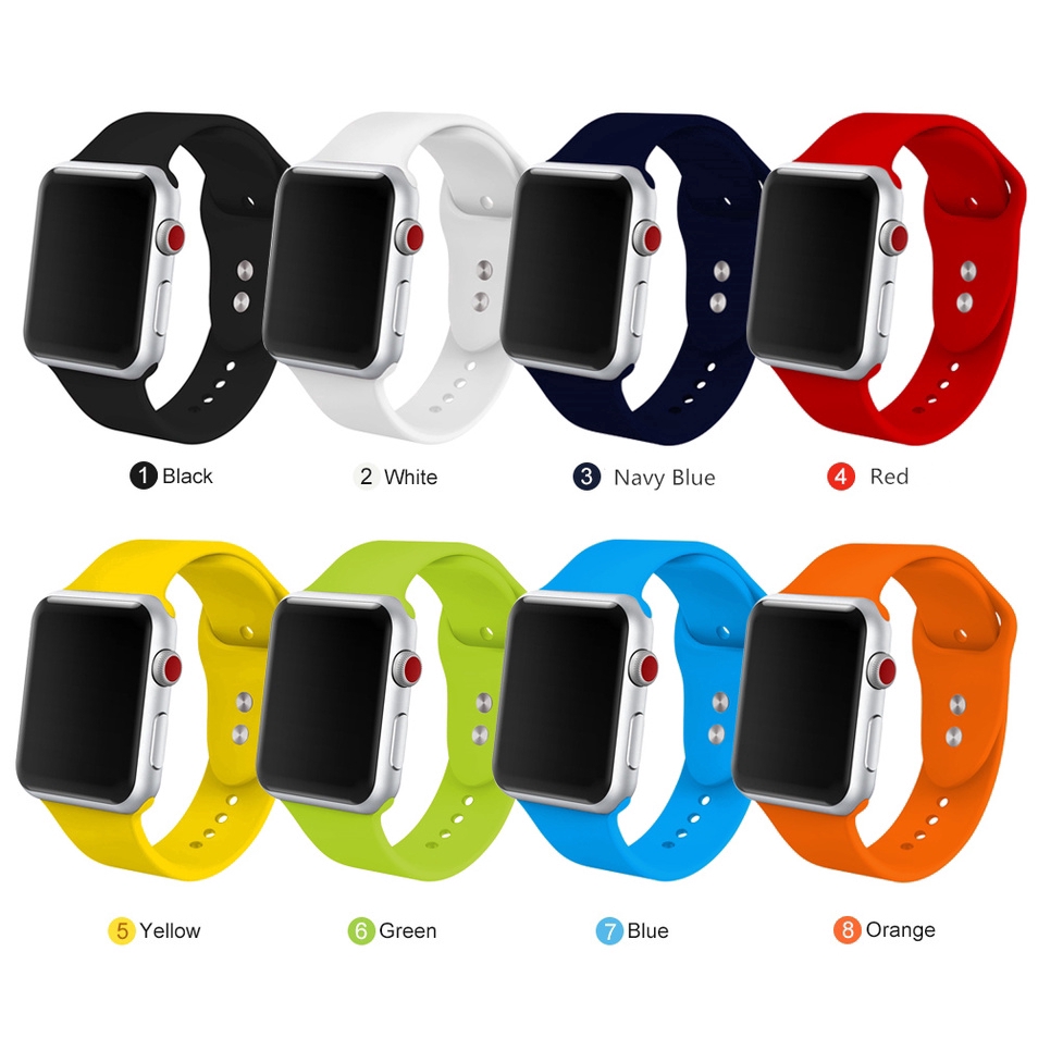 Dây đeo silicone mềm màu trơn thay thế cho Apple Watch 1 2 3 4 cỡ 38-44mm