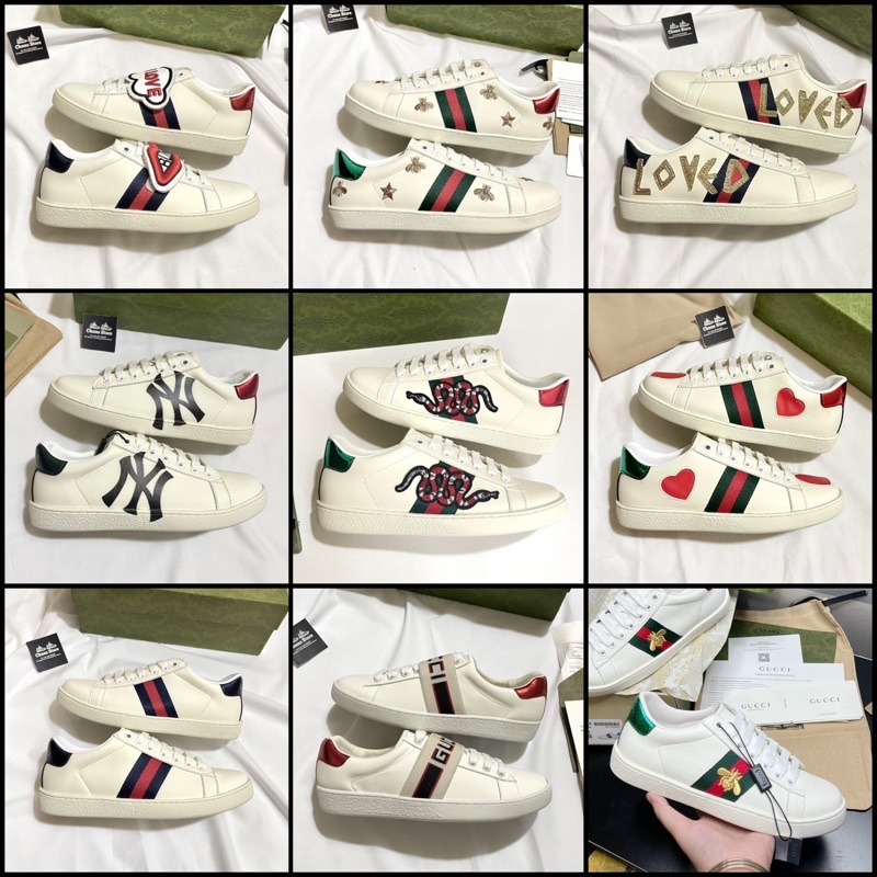 giày Gucci rắn,tym,ong,love ace,forlove,đai chun ngang trắng cao cấp