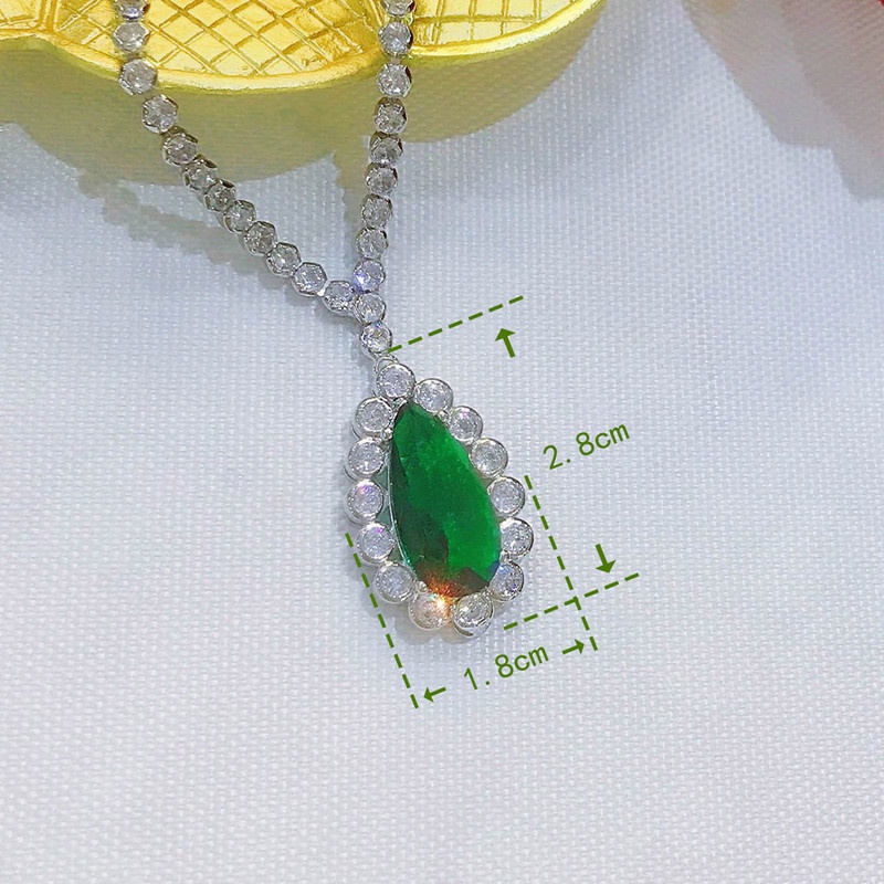Vòng cổ Bạc 925 Mặt Hoa Đính Đá Zircon Hình Giọt Nước