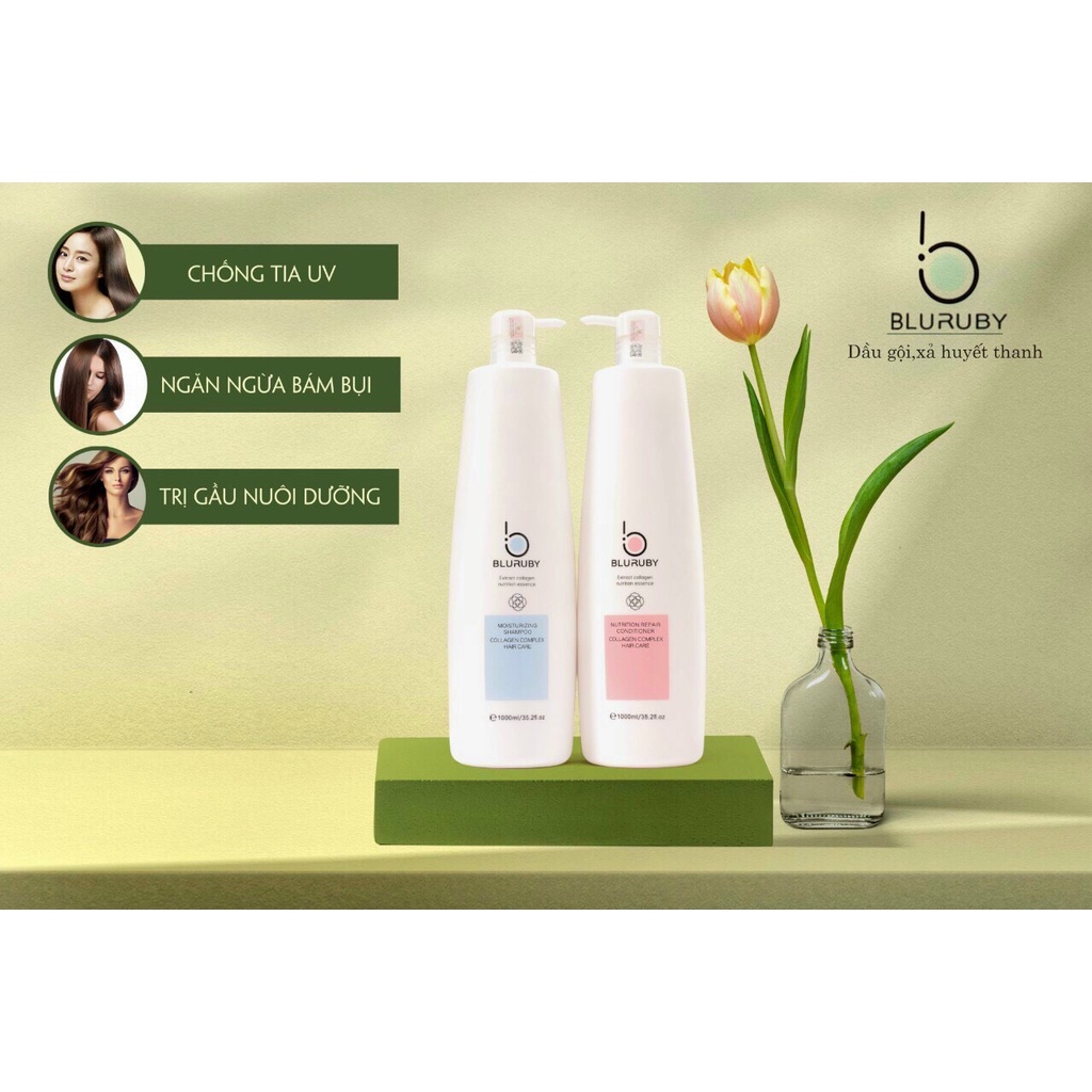 Cặp dầu gội xả huyết thanh dưỡng tóc BLURUBY 1000ml
