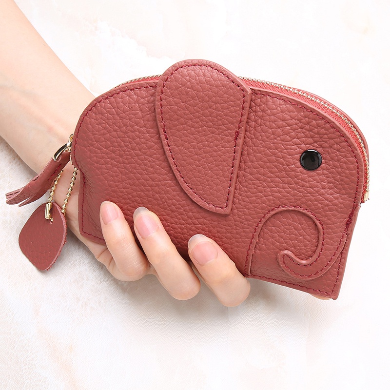 Evertoner Ví Da Thật Mini Đựng Tiền Xu / Thẻ Có Khóa Kéo Chất Lượng Cao Cho Nữ