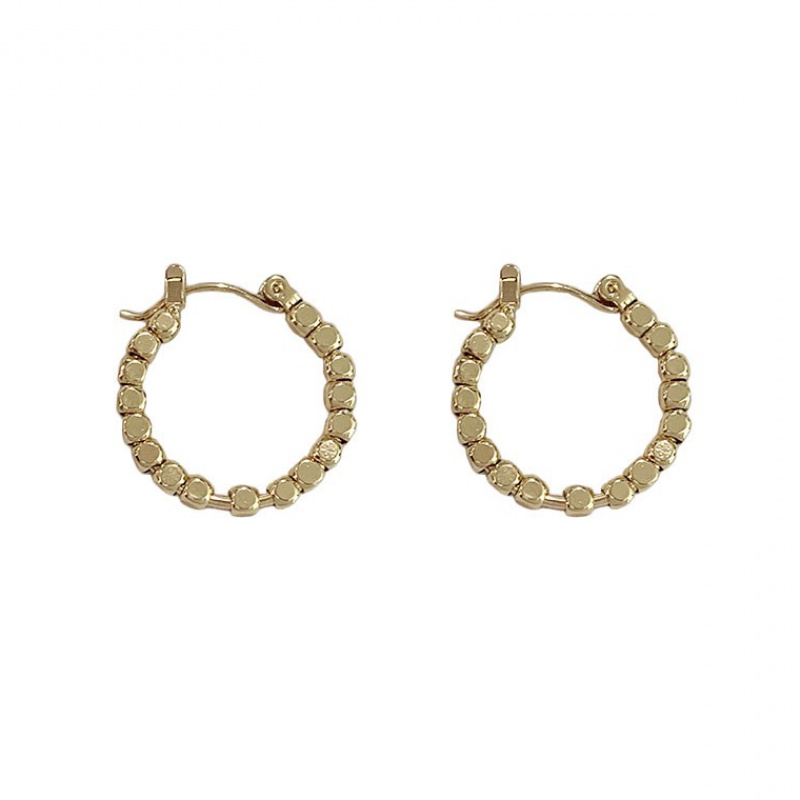 Bông Tai Kim Loại Hình Khối Tròn Thời Trang Hàn Quốc Cho Nữ