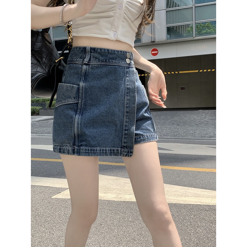 Chân Váy Jeans Lưng Cao Phong Cách Hàn Quốc Thời Trang Cho Nữ