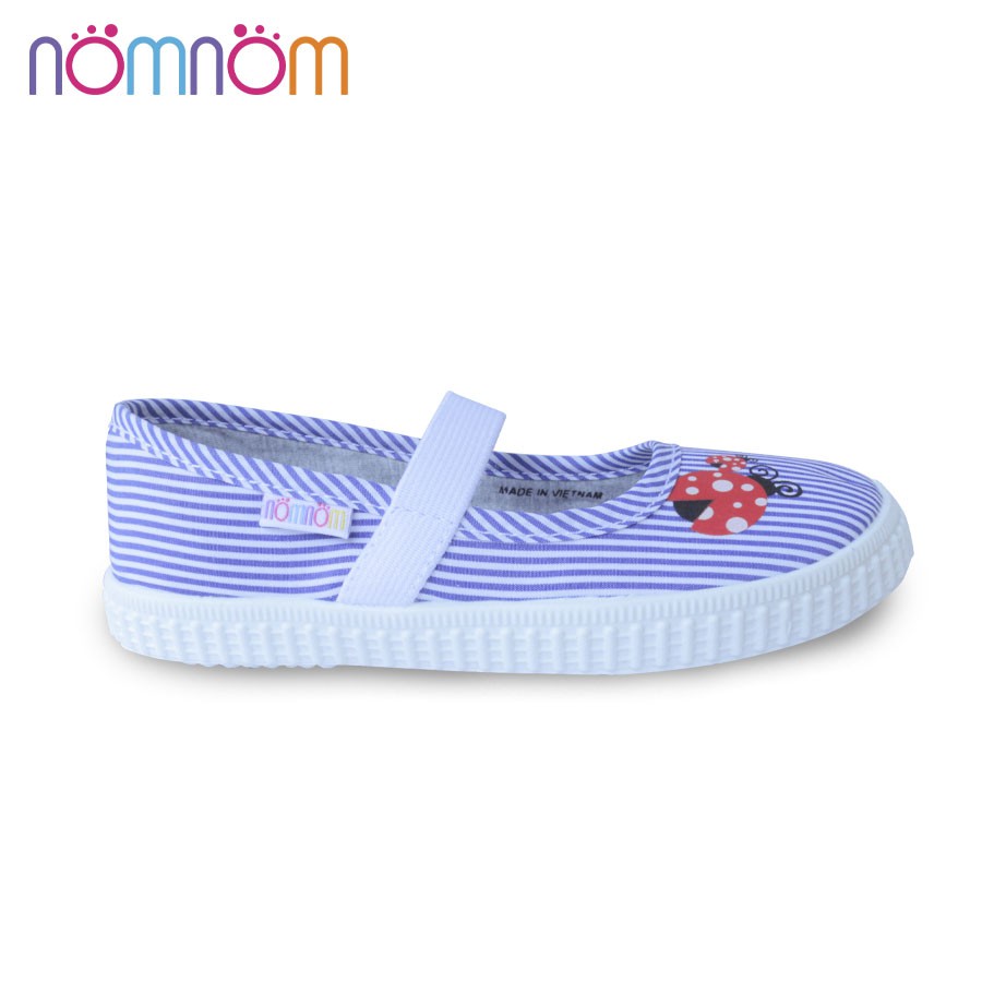 Giày slipon bé gái nomnom EPG1931 kẻ trắng xanh