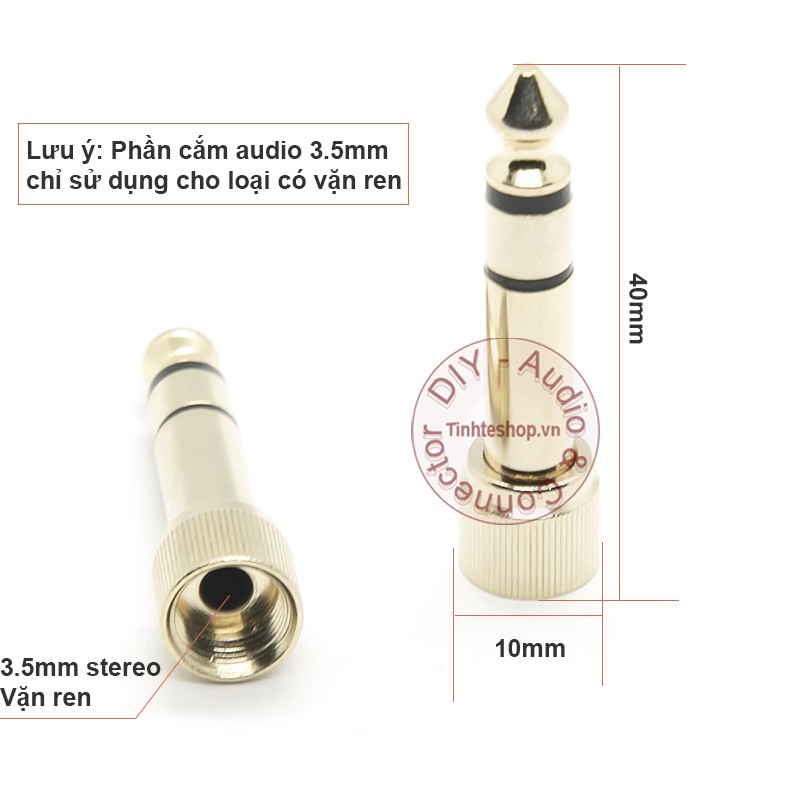 Đầu chuyển 6.5 sang 3.5 vặn ren dùng cho tai nghe DJ gold 24K 1 chiếc
