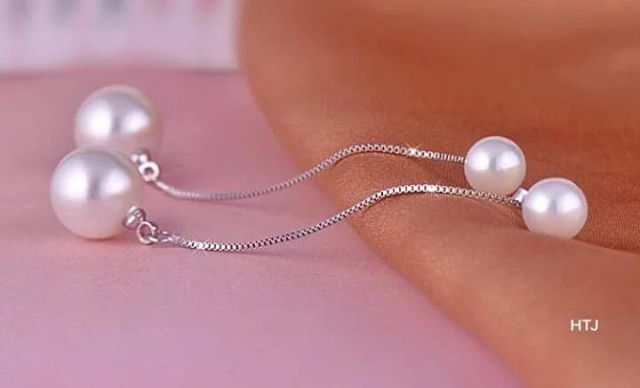 Bông tai bạc Bông bạc 925 tua ngọc nhân tạo Van Jewelry V10625