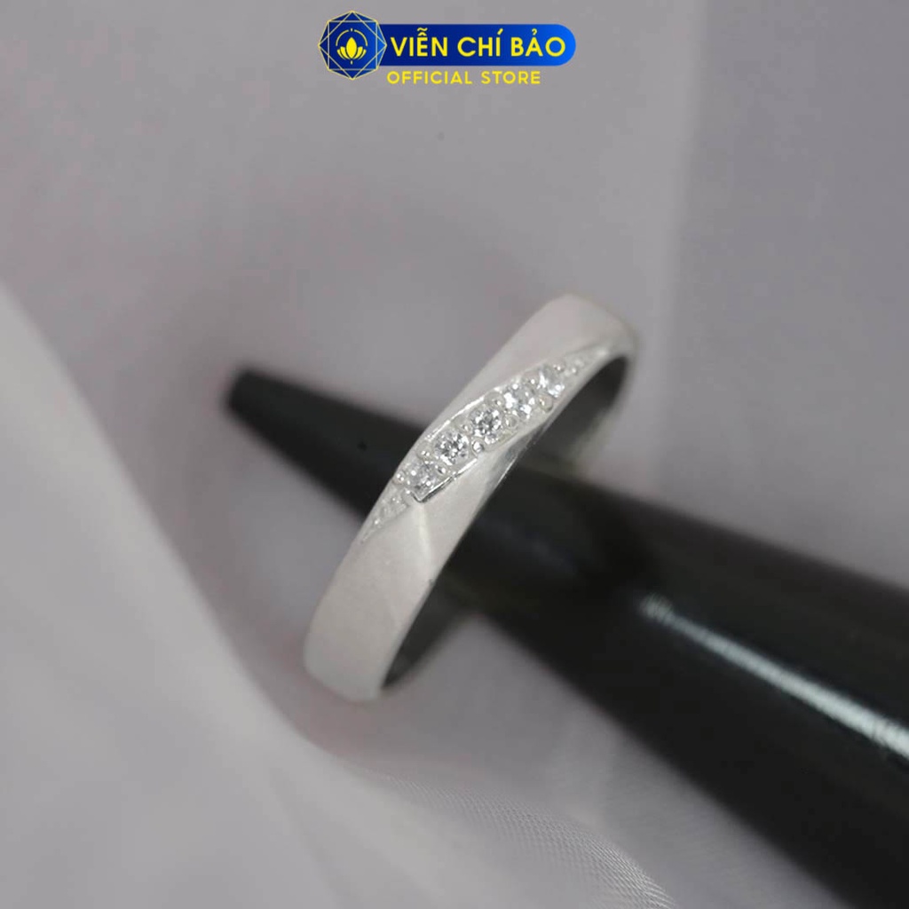 Nhẫn bạc nữ một hàng đá chéo chất liệu bạc 925 thời trang phụ kiện trang sức Viễn Chí Bảo N700410