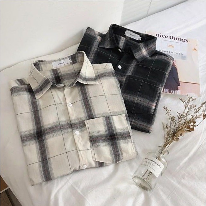 Áo  khoác sơ mi nam nữ unisex tay dài caro form rộng trẻ trung năng động phong cách Hàn Quốc --DIRAZO