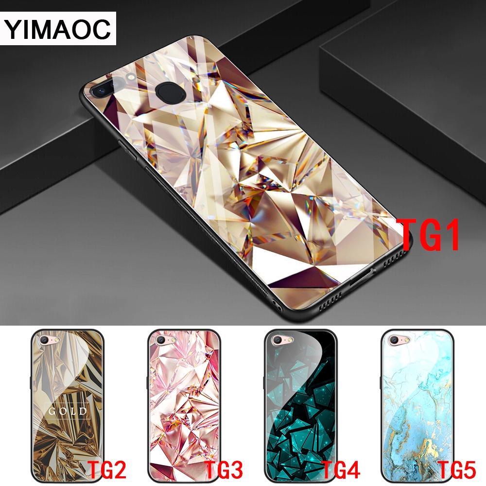 Ốp điện thoại kính cường lực hình đá hoa cương cho Oppo A37 A3S A5 A39 A7 A5S A77 F5 F9 F11 Pro
