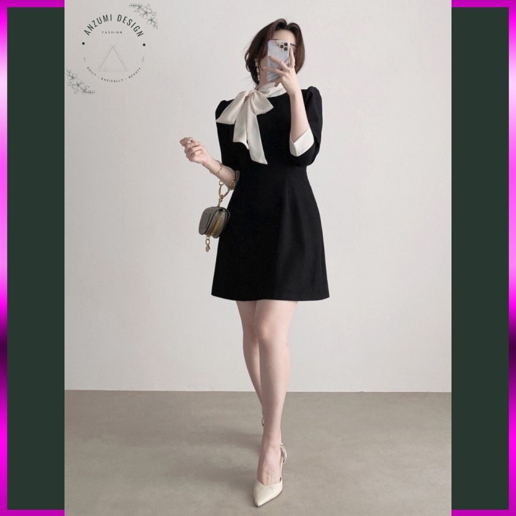 Đầm thiết kế cao cấp 💙 Đầm công sở Hàn Quốc vải chéo công sở thanh lịch | BigBuy360 - bigbuy360.vn