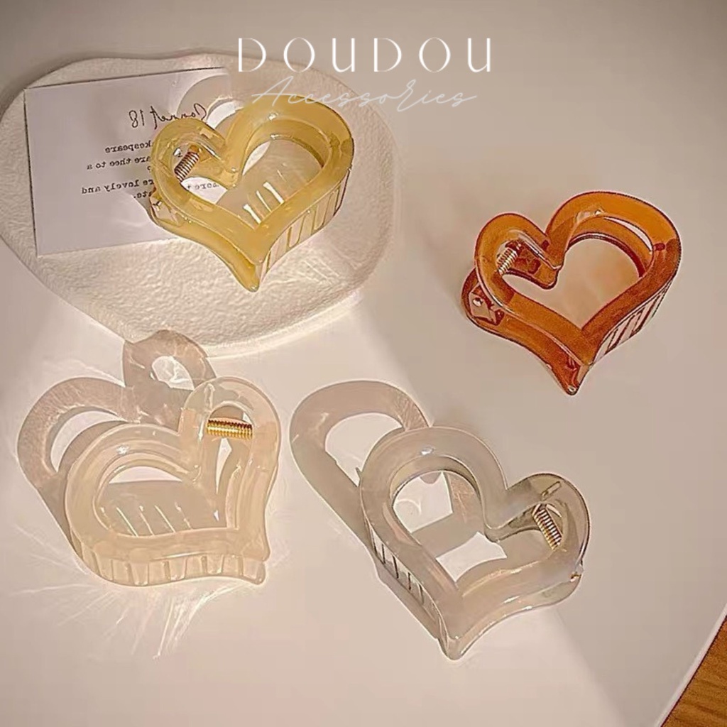 (XẢ KHO THANH LÝ) Kẹp tóc càng cua trái tim DOUDOU Cặp tóc Kẹp càng cua tóc dài dày style Hàn Quốc thời trang ZJ024