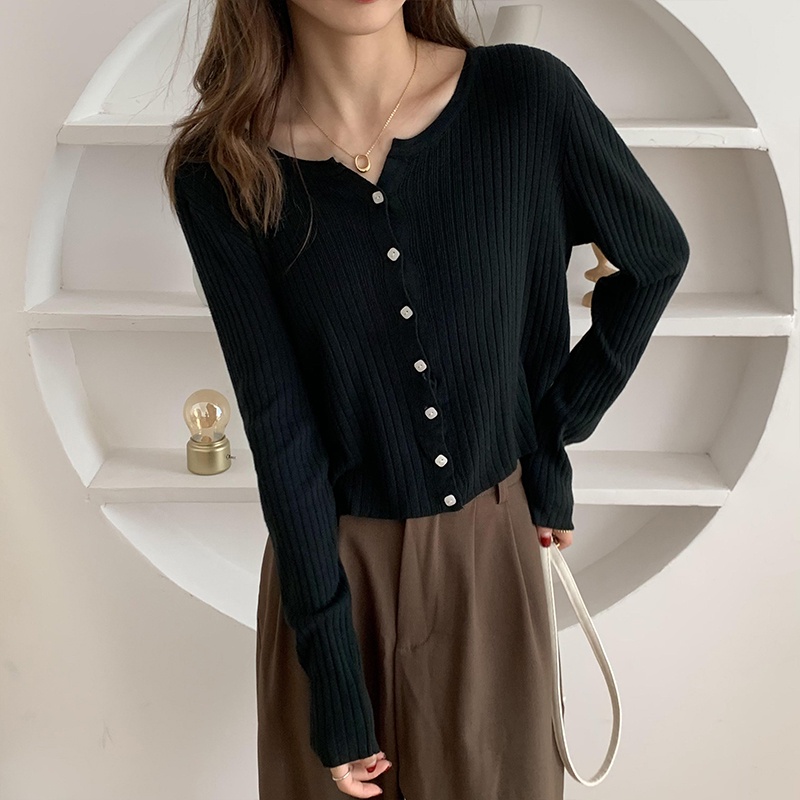 Áo khoác len tăm Kiểu dáng Cardigan Dài tay Ulzzang Hàn Quốc Áo len tăm Thu Đông Thời trang | BigBuy360 - bigbuy360.vn