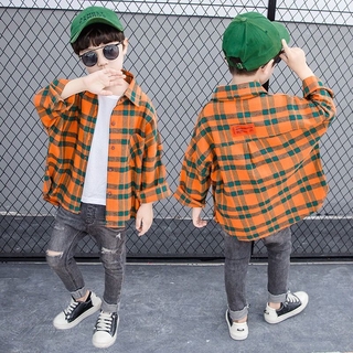 Áo sơ mi tay dài họa tiết caro thời trang mùa thu 2020 cho bé